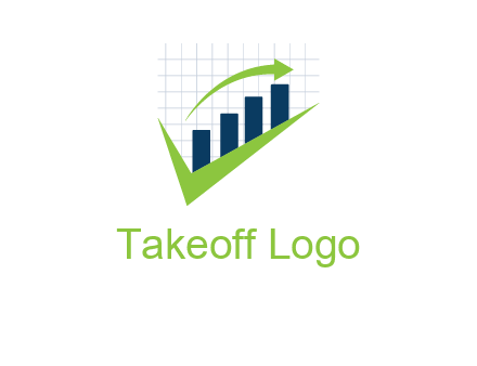 Financial bars in front of graph with arrows logo