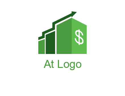 arrow is moving over bars with dollar sign logo