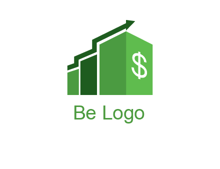 arrow is moving over bars with dollar sign logo