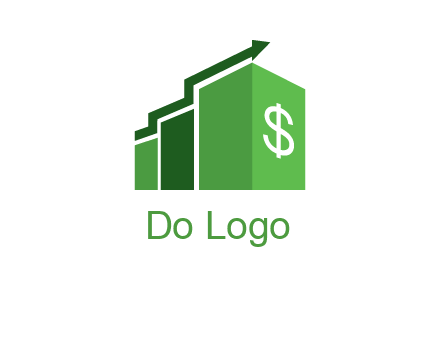 arrow is moving over bars with dollar sign logo