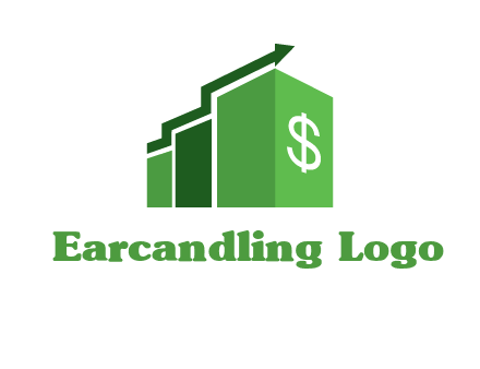 arrow is moving over bars with dollar sign logo