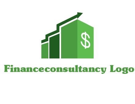 arrow is moving over bars with dollar sign logo