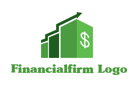 arrow is moving over bars with dollar sign logo