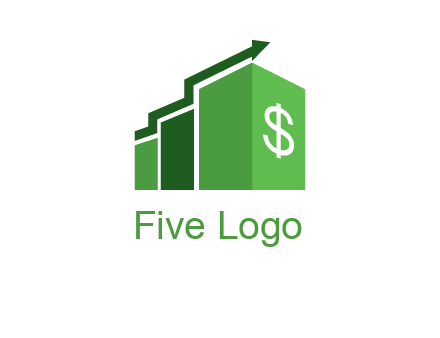 arrow is moving over bars with dollar sign logo