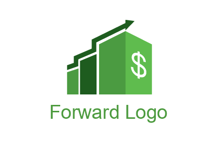 arrow is moving over bars with dollar sign logo