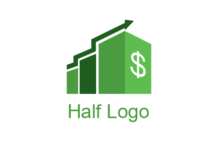 arrow is moving over bars with dollar sign logo