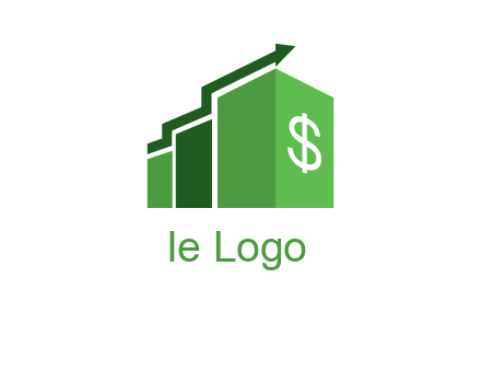 arrow is moving over bars with dollar sign logo