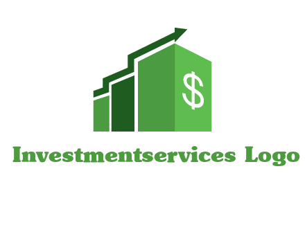arrow is moving over bars with dollar sign logo