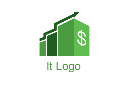 arrow is moving over bars with dollar sign logo