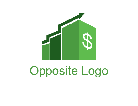 arrow is moving over bars with dollar sign logo
