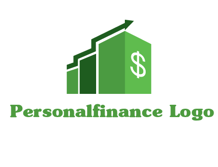 arrow is moving over bars with dollar sign logo