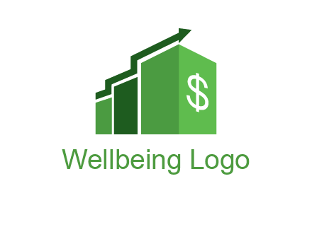arrow is moving over bars with dollar sign logo