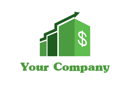 arrow is moving over bars with dollar sign logo
