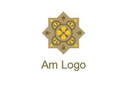 square and circle inside flourish pattern illustration