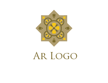 square and circle inside flourish pattern illustration