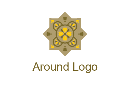 square and circle inside flourish pattern illustration