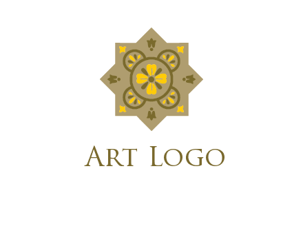 square and circle inside flourish pattern illustration