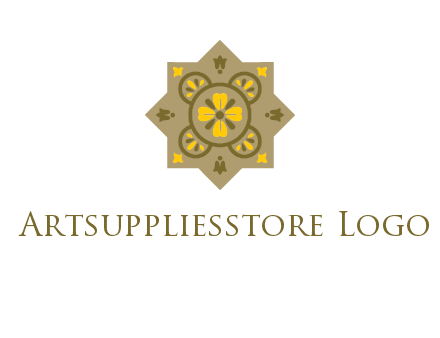 square and circle inside flourish pattern illustration