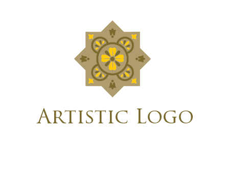 square and circle inside flourish pattern illustration