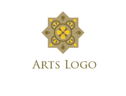 square and circle inside flourish pattern illustration