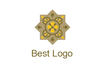 square and circle inside flourish pattern illustration