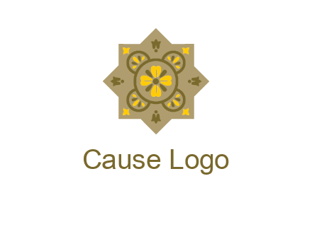 square and circle inside flourish pattern illustration