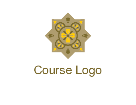 square and circle inside flourish pattern illustration