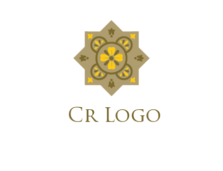 square and circle inside flourish pattern illustration