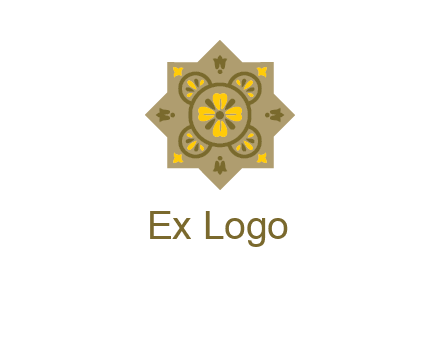 square and circle inside flourish pattern illustration
