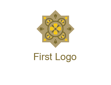 square and circle inside flourish pattern illustration
