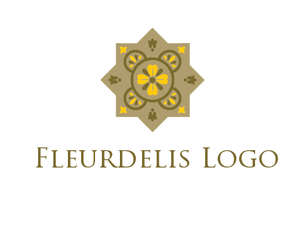 square and circle inside flourish pattern illustration