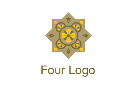 square and circle inside flourish pattern illustration