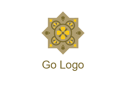 square and circle inside flourish pattern illustration