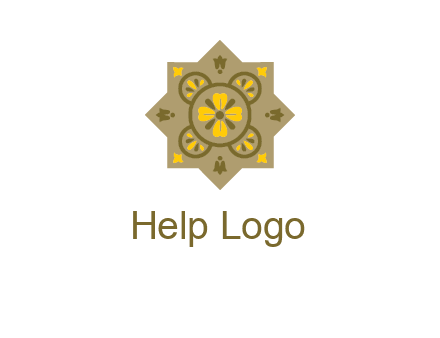 square and circle inside flourish pattern illustration