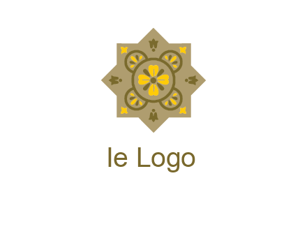 square and circle inside flourish pattern illustration