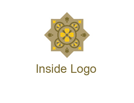 square and circle inside flourish pattern illustration