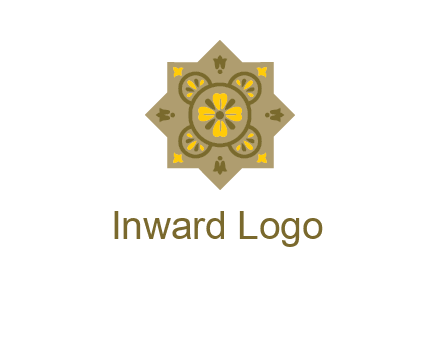 square and circle inside flourish pattern illustration