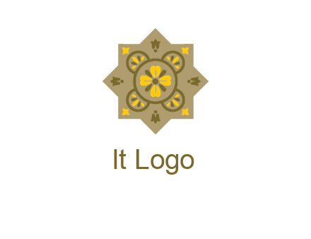 square and circle inside flourish pattern illustration