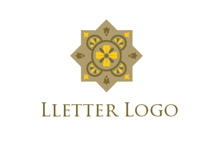 square and circle inside flourish pattern illustration