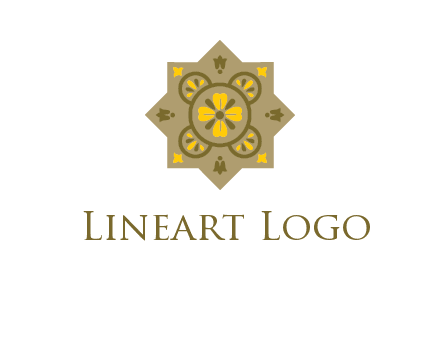 square and circle inside flourish pattern illustration