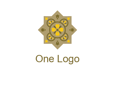 square and circle inside flourish pattern illustration