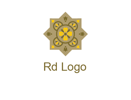 square and circle inside flourish pattern illustration