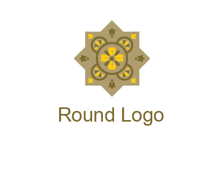 square and circle inside flourish pattern illustration