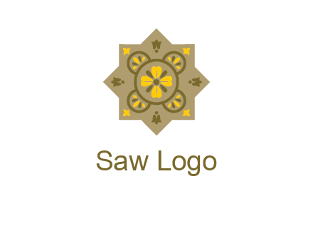 square and circle inside flourish pattern illustration