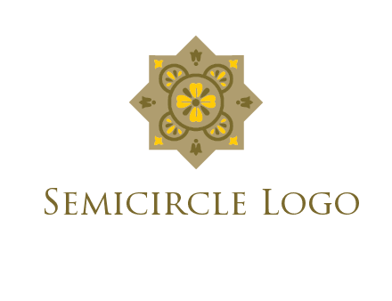 square and circle inside flourish pattern illustration