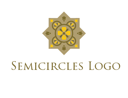 square and circle inside flourish pattern illustration