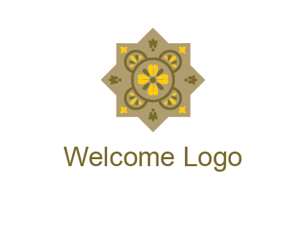 square and circle inside flourish pattern illustration