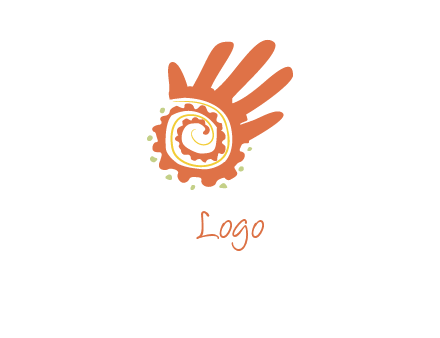 swirl inside hands with small dots logo
