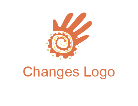 swirl inside hands with small dots logo
