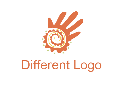 swirl inside hands with small dots logo